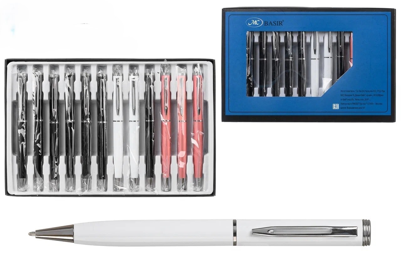 Ручка подарочная шариковая синяя MC BASIR корпус ассорти поворотный механизм, арт. MC-5797