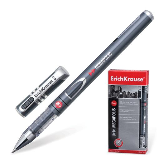 Ручка гелевая черная 0,5/0,35 ERICH KRAUSE Megapolis корпус серый , арт. 93