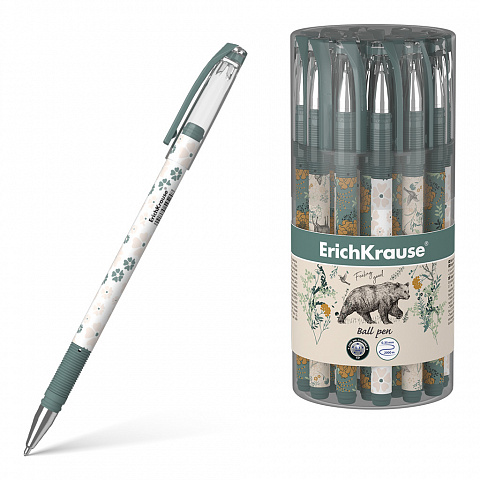 Ручка шариковая синяя 0,7/0,35 E.K. Natural Life Stick корпус с рисунком soft-touch, арт. 54524