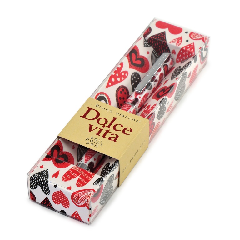 Ручка подарочная шариковая синяя BRUNO VISCONTI Dolce Vita Сердечки поворотный механизм, арт. 20-0252/03