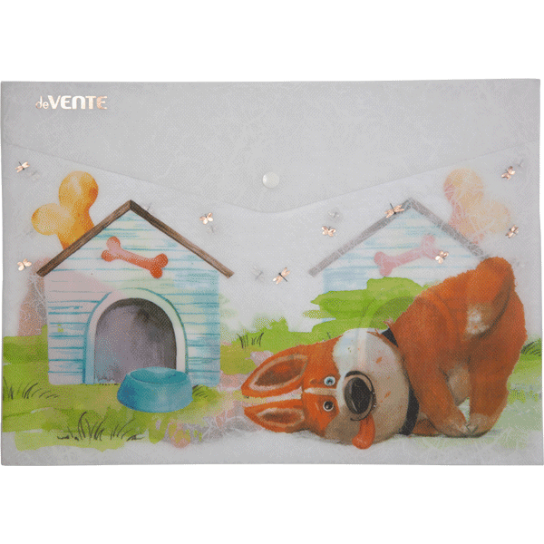 Папка конверт на кнопке А4 180мкр deVENTE Corgi прозрачная, арт. 3079267