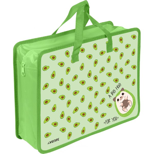 Папка для тетрадей А4 на молнии c ручками deVENTE Avocado Hug дно с расширением до 10см, арт. 8054341