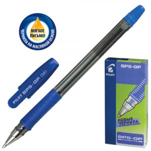 Ручка шариковая синяя 1,0/0,25 PILOT BPS-GP корпус тонированный с резиновым держателем масляная стержень 144мм, арт. BPS-GP-M-L/141866