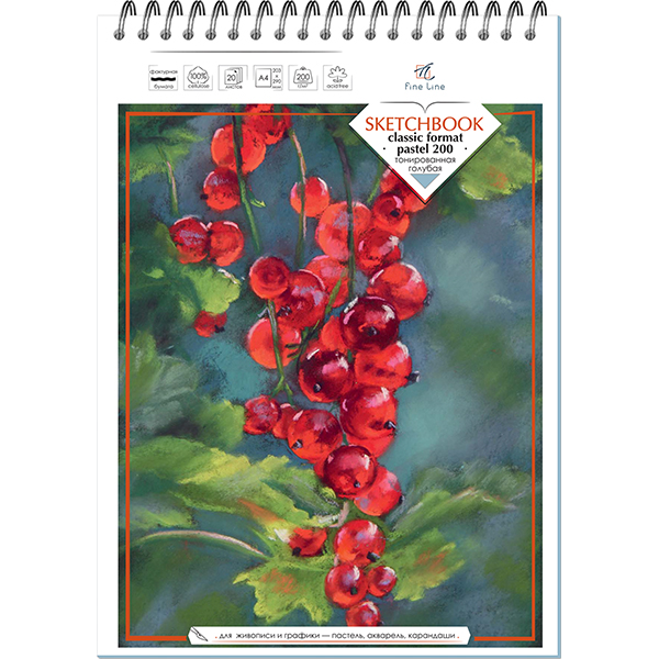 Блокнот/скетчбук А4 20л 200г/м2 спираль FINE LINE Classic Format Pastel голубая бумага, арт. 3228