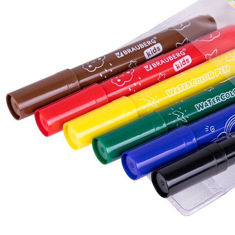 Фломастеры 6цветов BRAUBERG KIDS смываемые, арт. 152178