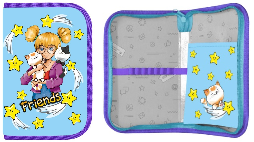 Пенал 1 отделение LAMARK Smart pocket Мои котики +карман для смартфона, арт. PB0051-08