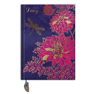 Ежедневник недатированный А6 ФЕНИКС Георгины твердая обложка, арт. 47372