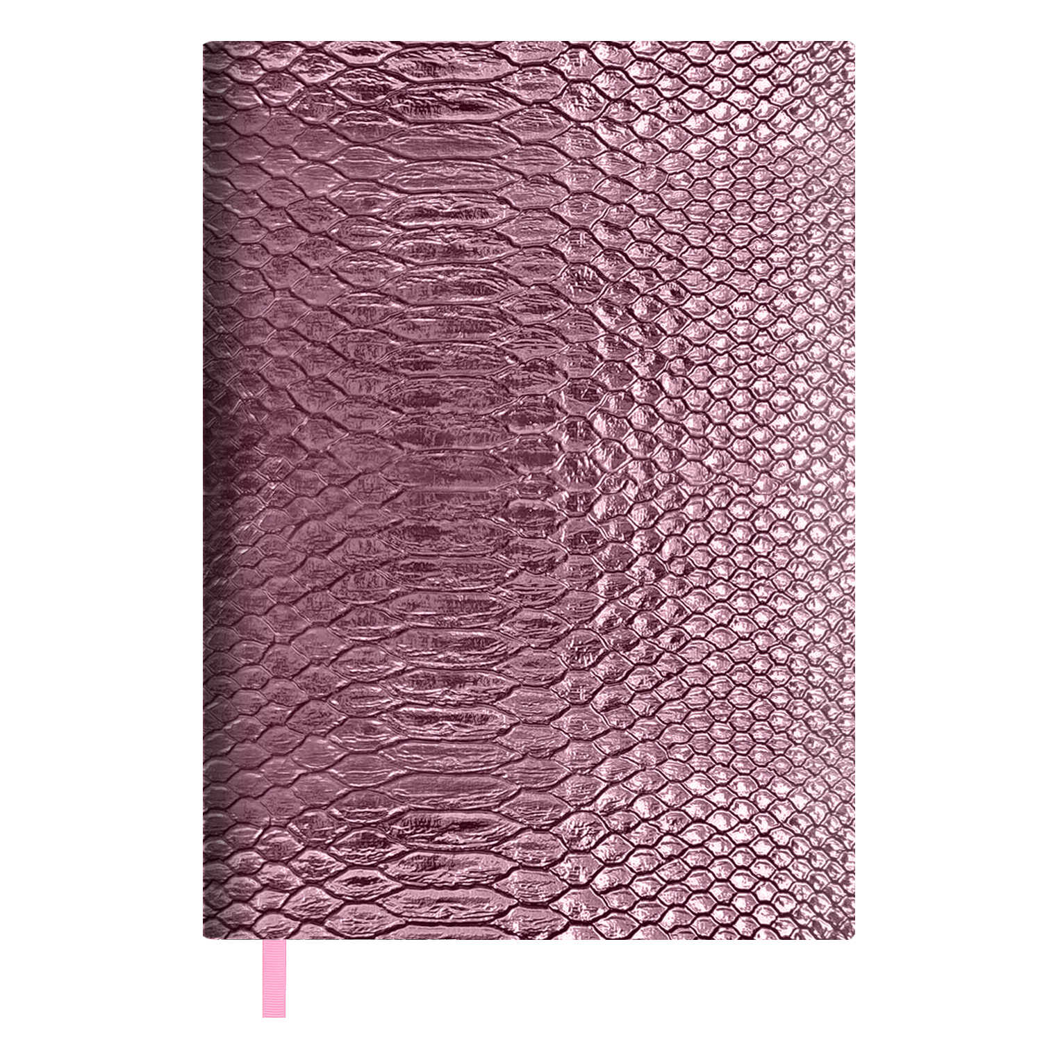 Ежедневник недатированный А6+ ФЕНИКС Escalada Анаконда кремовый блок интегральная обложка Металлик розовый срез розовый, арт. 68227