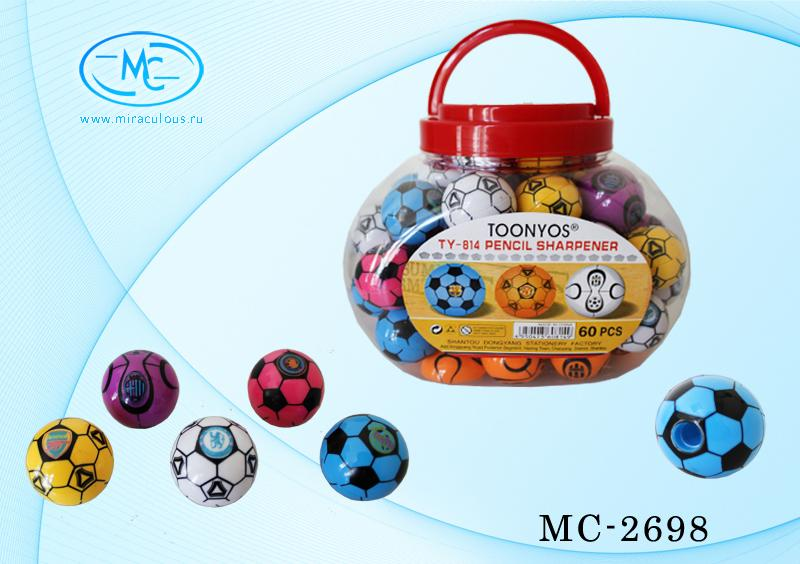 Точилка фигурная с контейнером MC BASIR Футбольный мячик ассорти, арт. MC-2698