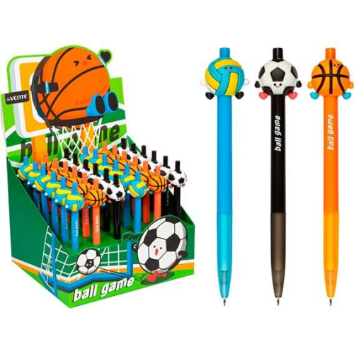 Ручка гелевая автоматическая синяя с фигуркой deVENTE Футбол корпус ассорти  , арт. 5050637