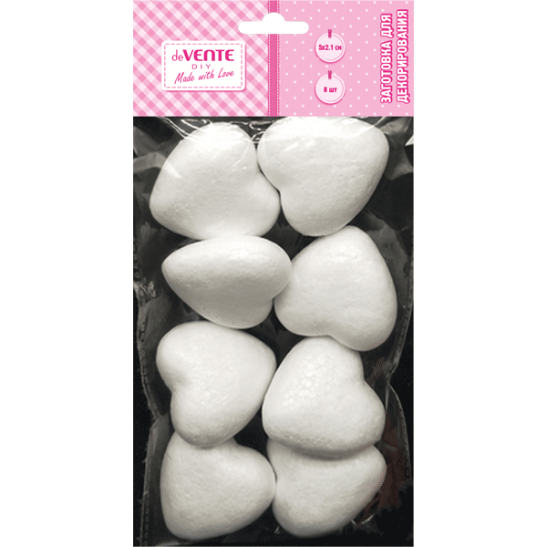 Заготовка для творчества Сердца из пенопласта 8шт/упак deVENTE, арт. 8003913