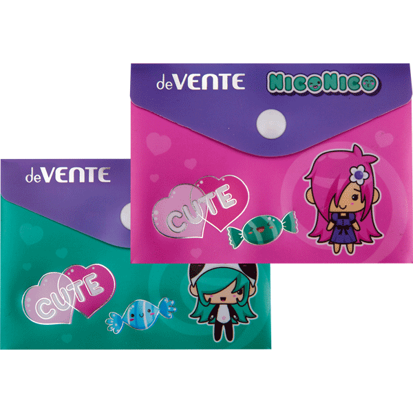 Папка конверт на кнопке А7 180мкр deVENTE NicoNico ассорти, арт. 3071234