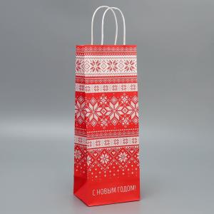 Пакет подарочный 13*36 под бутылку ДОСТУПНЫЕ РАДОСТИ Морозко, арт. 9531529