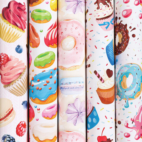 Бумага упаковочная 70*100см Sweets ЗОЛОТАЯ СКАЗКА ассорти, арт. 591596