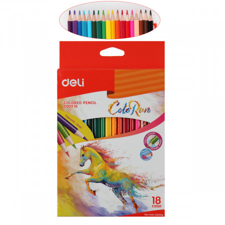 Карандаши цветные 18цветов DELI ColorRun трехгранные, арт. EC00310