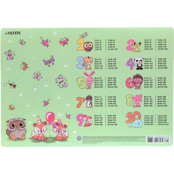 Коврик на стол 33*23см deVENTE Таблица умножения, арт. 8061120