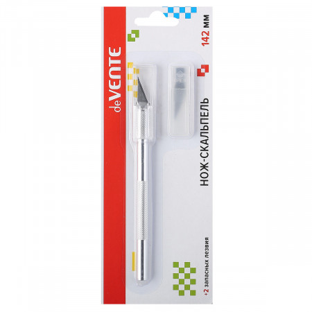 Нож канцелярский (скальпель) deVENTE корпус металлический+2 запасных лезвия, арт. 4090000