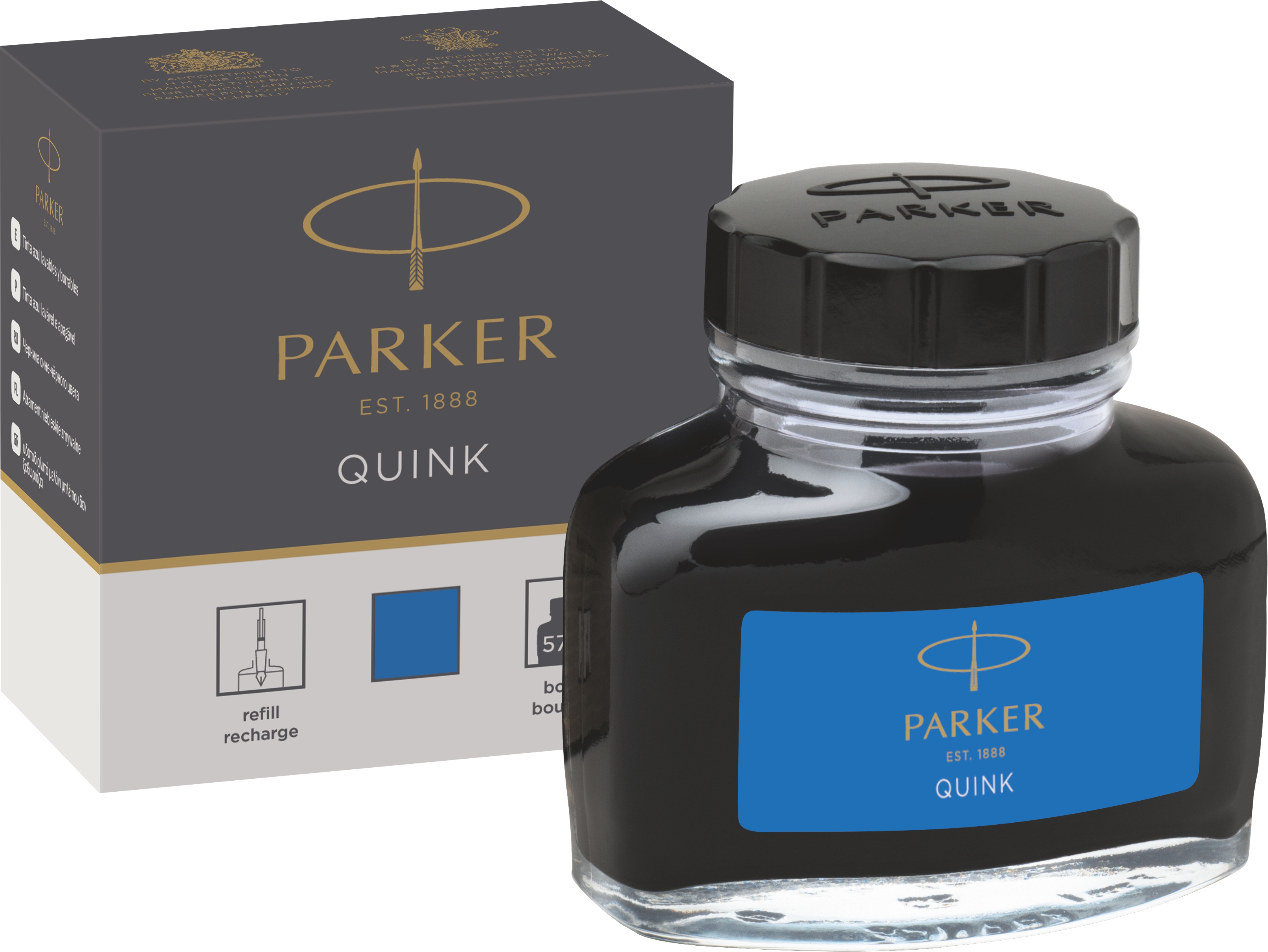 Чернила синие 57мл PARKER Bottle Quink смываемые, арт. 1950377