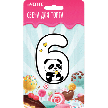 Свеча Цифра 6 deVENTE Панда, арт. 9060117