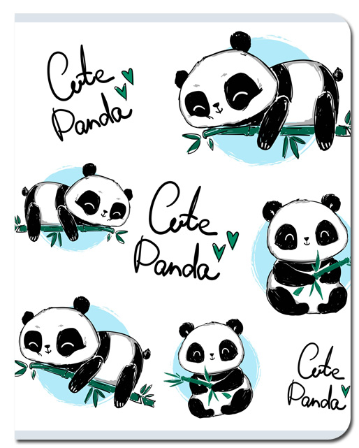 Тетрадь А5 48л клетка FINE BOOKS Экопанда, арт. FB264