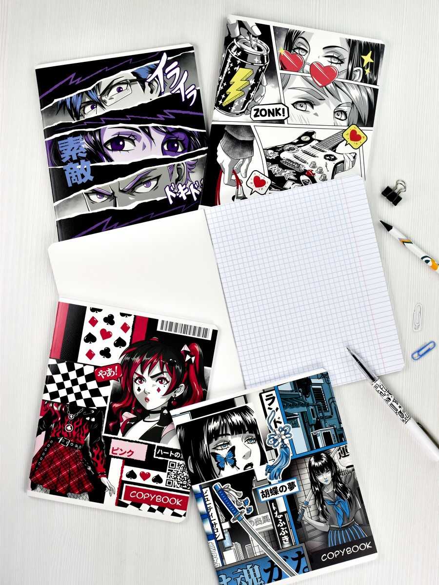 Тетрадь А5 48л клетка ФЕНИКС Девушка Аниме ассорти, арт. 64427