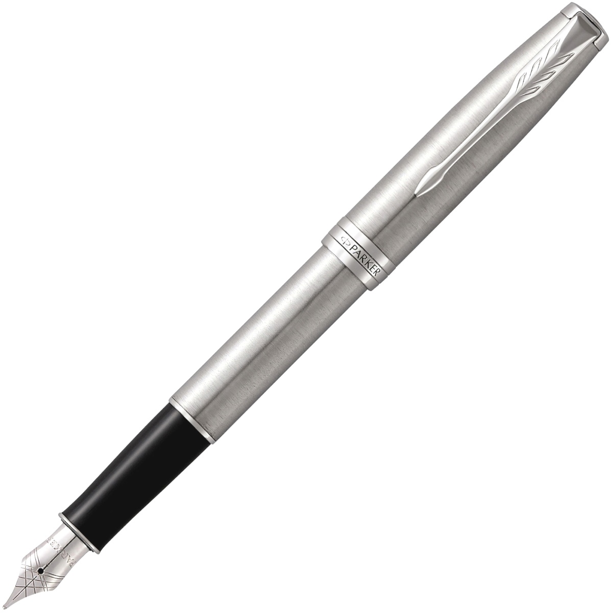 Ручка подарочная перьевая PARKER Sonnet Core F526 Stainless Steel CT (F) корпус серебро в футляре, арт. 1931509
