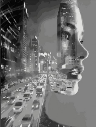 Картина по номерам с акриловыми красками 40*50 на подрамнике Образ ночного города NN, арт. GX46094