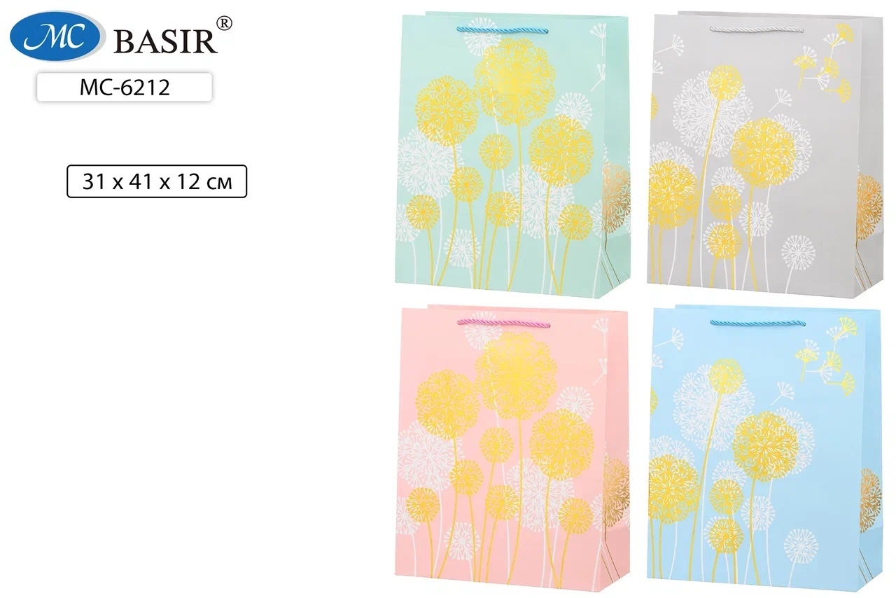 Пакет подарочный 31*41 MC BASIR Одуванчики , арт. МС-6212