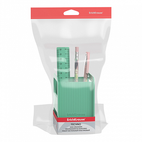Набор настольный офисный 4 предмета ERICH KRAUSE Techno Powder оливковый, арт. 55753