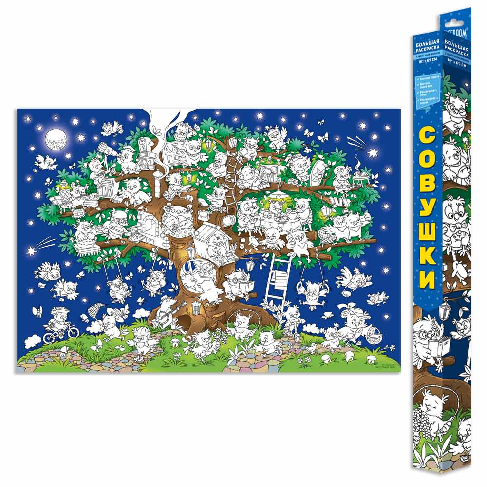 Раскраска-плакат ГЕОДОМ Совушки , арт. 6706