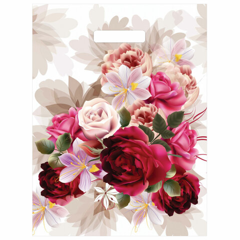 Пакет полиэтиленовый пробивные ручки 31*40 ТИКО Акварельные пионы , арт. 7091707