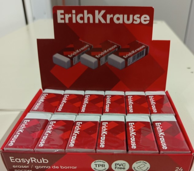Ластик 51*21*11 ERICH KRAUSE белый картонный держатель, арт. 45414