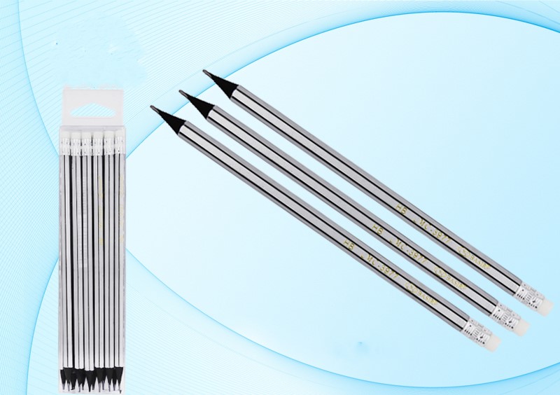 Карандаш чернографитный с ластиком черное дерево HB MC BASIR корпус серебрянный, арт. МС-3977