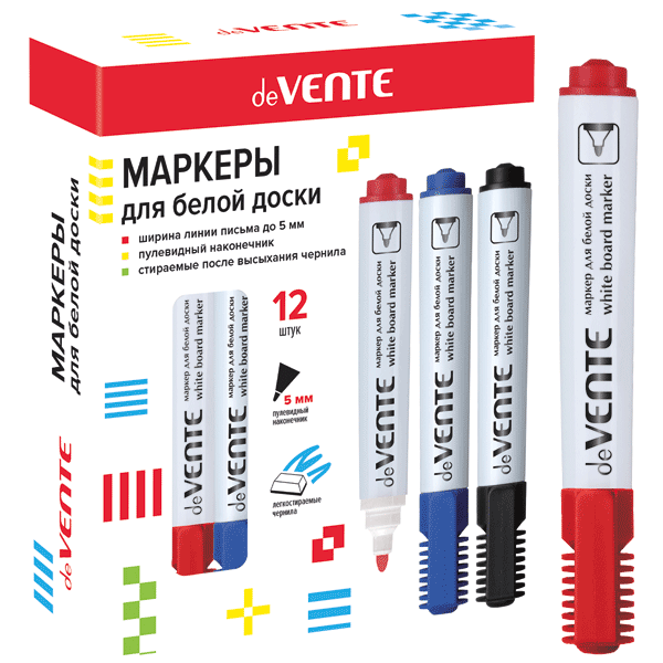 Маркер для доски красный круглый 5мм deVENTE, арт. 5040304