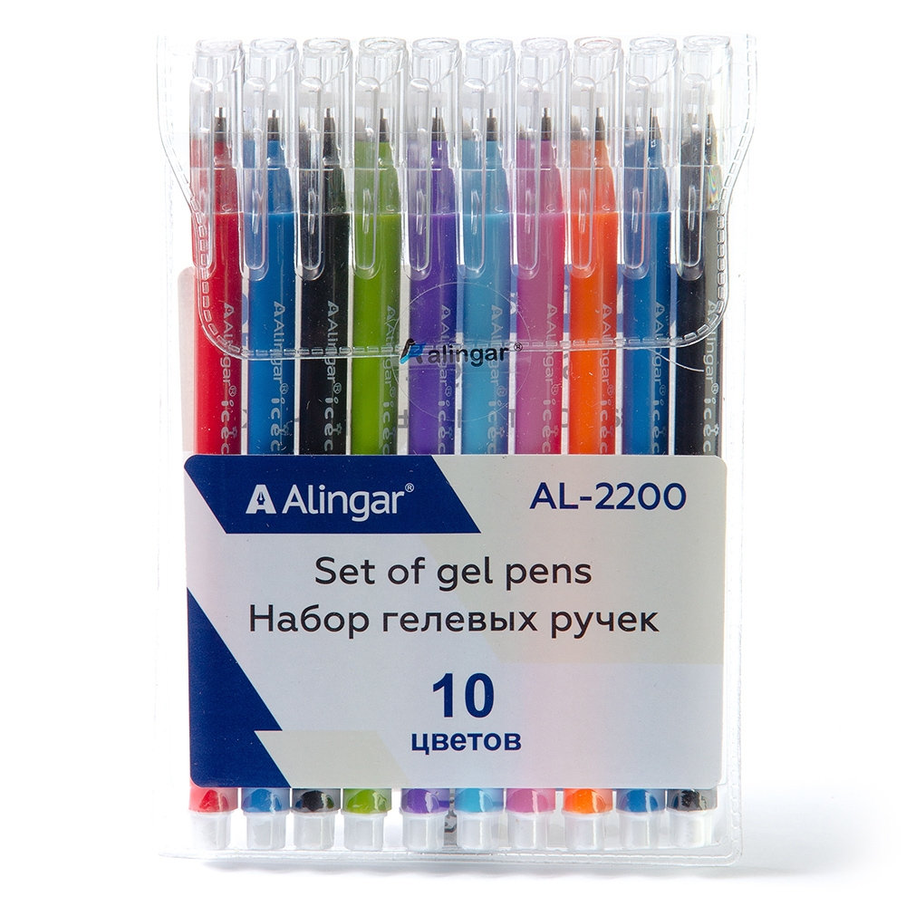 Ручки в наборе гелевые  8цв 10шт/упак ALINGAR , арт. AL2200-10