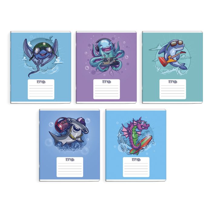 Тетрадь А5 18л клетка ФЕНИКС Подводный мир ассорти, арт. 51948