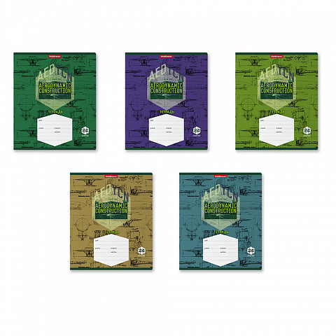 Тетрадь А5 24л клетка ERICH KRAUSE Aerodynamics ассорти, арт. 58396