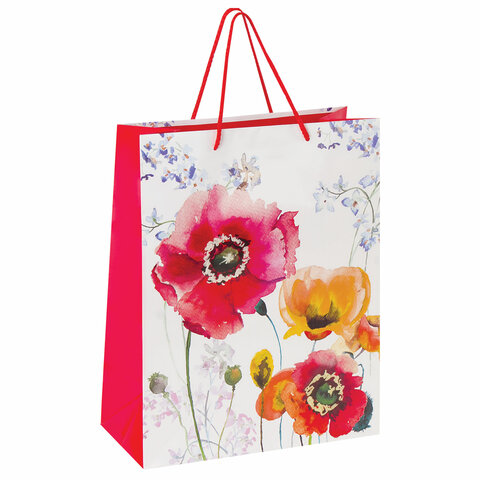 Пакет подарочный 26*32 ЗОЛОТАЯ СКАЗКА Красные и желтые маки , арт. 606584