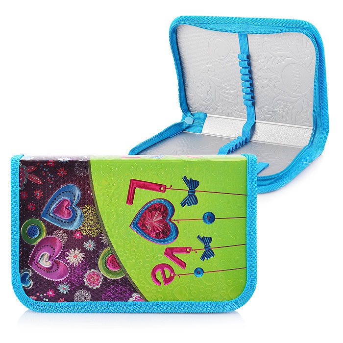 Пенал 1 отделение ПЧЕЛКА Сердечки, арт. ПО-622