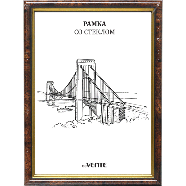 Фоторамка 21*30 пластиковая deVENTE дуб с позолотой стекло, арт. 9027037
