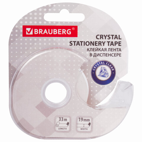 Скотч прозрачный на диспенсере 19*33 BRAUBERG Crystal, арт. 228760
