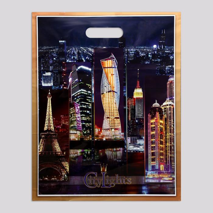 Пакет полиэтиленовый пробивные ручки 38*47 Городские огни , арт. 6772510