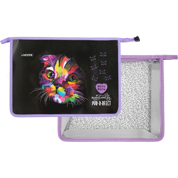 Папка для тетрадей А4 на молнии 1 отделение deVENTE Meow Meow дно с расширением до 5см, арт. 8053212