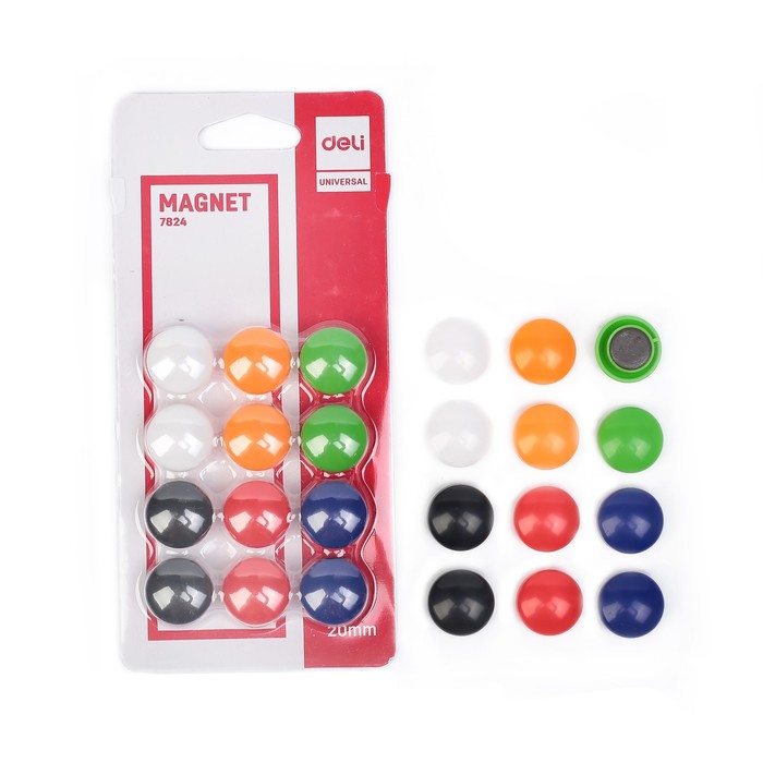 Магнит 20мм 12шт/уп DELI ассорти, арт. E7824