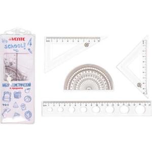 Геометрический набор средний 4 предмета 20см deVENTE School прозрачный, арт. 5092602