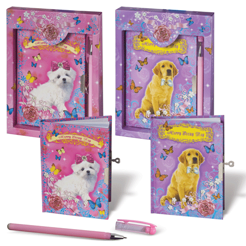 Блокнот на замке+ручка А5 60л клетка Собачки BRAUBERG твердая обложка , арт. 123562