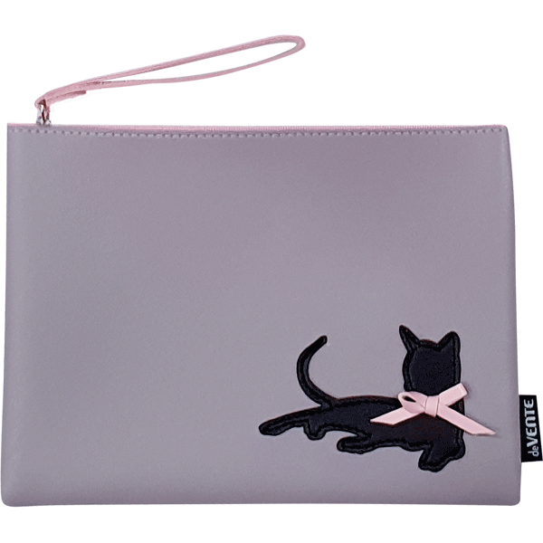 Папка для тетрадей А5 на молнии 1 отделение deVENTE Black Cat искусственная кожа сиренево-серая, арт. 8056127