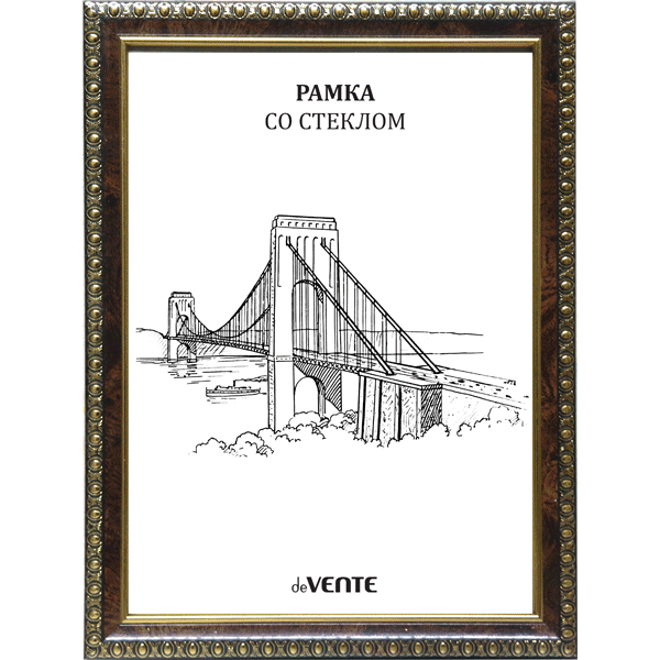 Фоторамка 21*30 пластиковая deVENTE орех с позолотой стекло, арт. 9027041