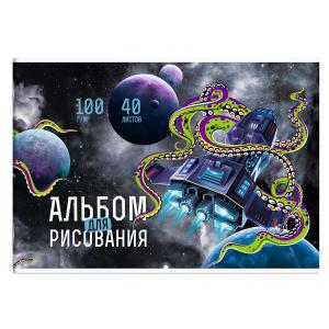 Альбом для рисования 40л скрепка ФЕНИКС Космос, арт. 63594