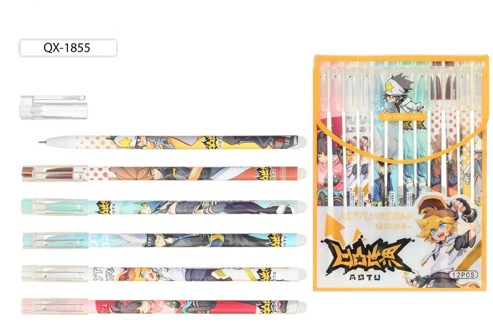 Ручка пиши-стирай гелевая синяя игольчатый стержень MC BASIR Auto world корпус ассорти, арт. QX-1855